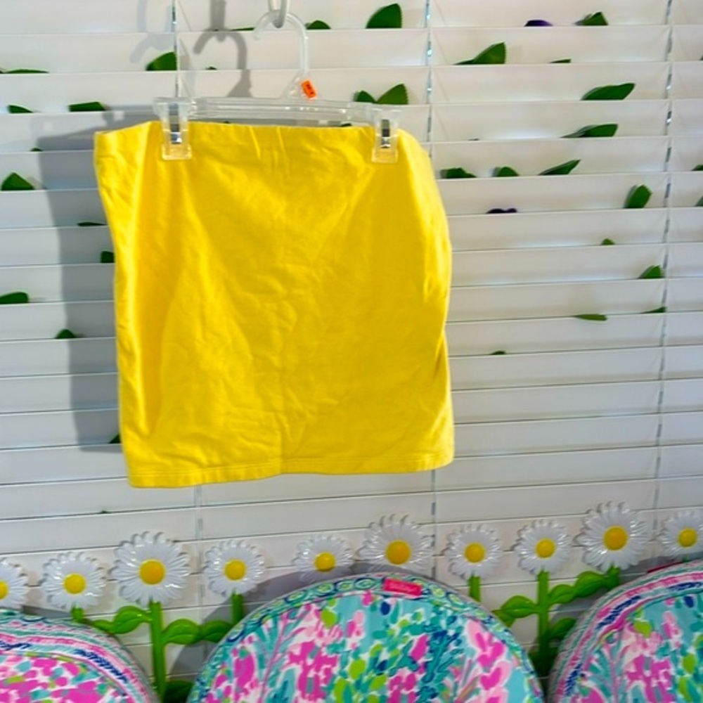 Boston Proper light yellow strapless top